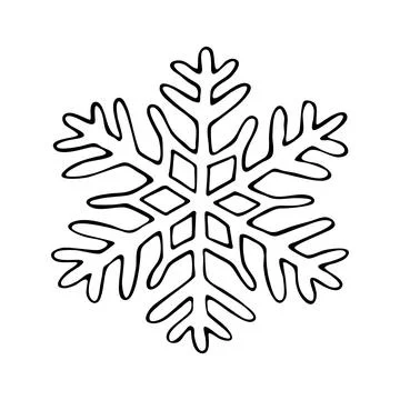 Thin line doodle snowflake. Ice crystal hand drawn. Vector of frosty pattern. Stockillustratie