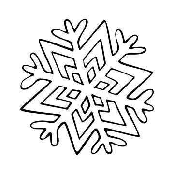 Thin line doodle snowflake. Ice crystal hand drawn. Vector of frosty pattern. 스톡 일러스트