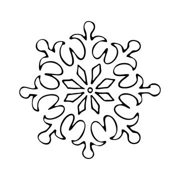 Thin line doodle snowflake. Ice crystal hand drawn. Vector of frosty pattern. Stock Illustration