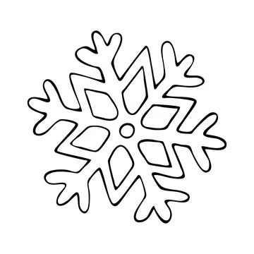 Thin line doodle snowflake. Ice crystal hand drawn. Vector of frosty pattern. Stock Illustration