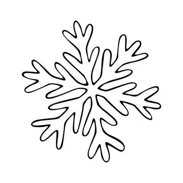 Thin line doodle snowflake. Ice crystal hand drawn. Vector of frosty pattern. Stock Illustration