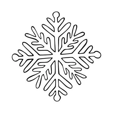 Thin line doodle snowflake. Ice crystal hand drawn. Vector of frosty pattern. Stock Illustration