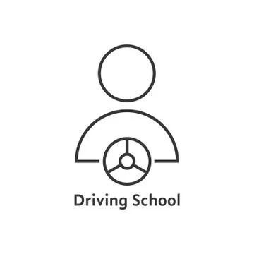 Thin line driving school logo Stock Illustration