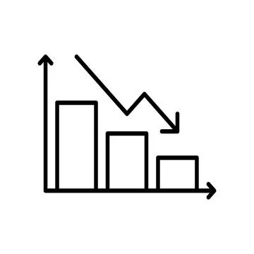 Thin line drop graph icon on white background - Vector Stock Illustration