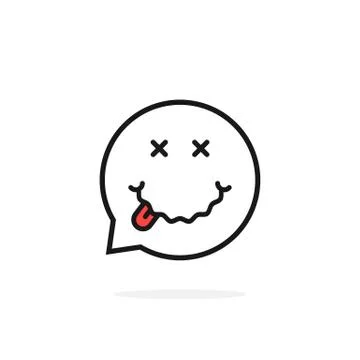 Thin line drunk emoji speech bubble logo Stock Illustration