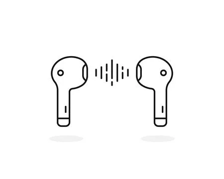 Thin line earbuds isolated on white Stock Illustration