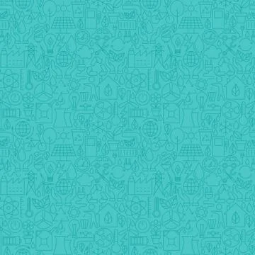 Thin Line Eco Friendly Ecology Blue Seamless Pattern Stock Illustration