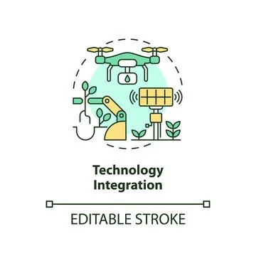 Thin line editable technology integration icon concept Stock Illustration