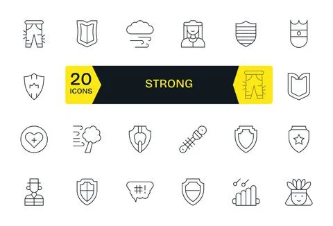 Thin Line Editable Vector Icons from Strong Set with 24 High Resolution Icons Stock Illustration