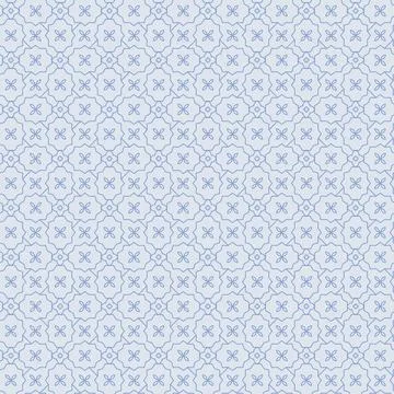 Thin line elegant simple tiny flowers seamless pattern. Cute blue abstract Stock Illustration