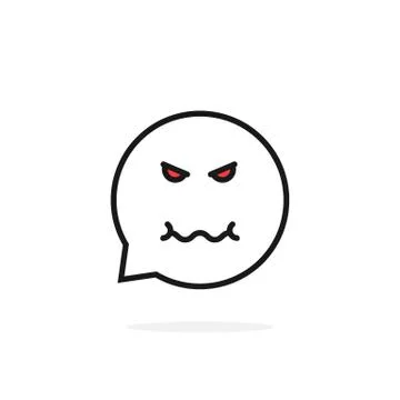 Thin line evil emoji speech bubble logo Stock Illustration
