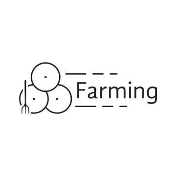 Thin line farming logo with haystack Stock Illustration