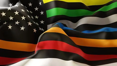 Thin Line First Responder American flag. Close-Up Stock Illustration