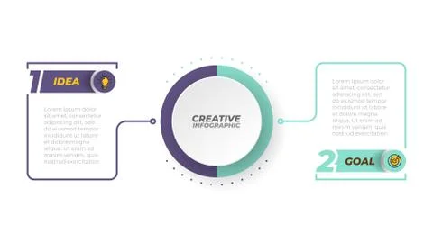 Thin line flat element design template with number and marketing icons. Illustrazione stock