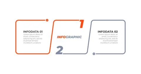 Thin line flat infographic design elements for business step with 2 options. Illustrazione stock