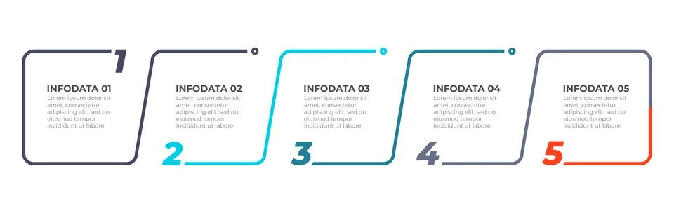 Thin line flat infographic design elements with 5 steps or options. Illustrazione stock