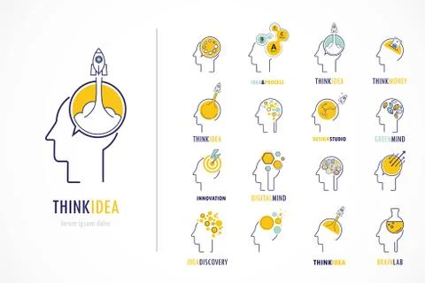 Thin line flat set for creativity, inspiration, and innovation. Idea launch l Stock Illustration