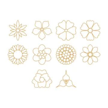 Thin line flower icon set Stock Illustration