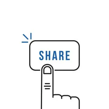 Thin line forefinger press on simple share button Stock Illustration