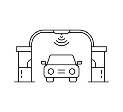 Thin line freeway with toll checkpoint gate Stock Illustration