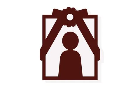 Thin line funeral icon, decorated deceased, with figure Stock Illustration