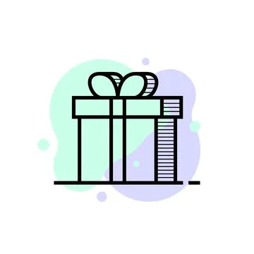 Thin line gift box logo like bonus Stock Illustration