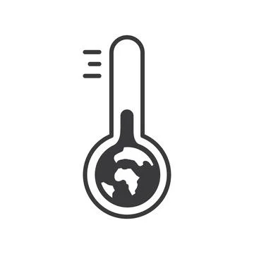 Thin line global warming icon on white background Stock Illustration