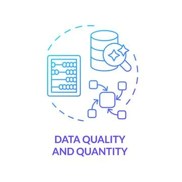 Thin line gradient data quality and quantity icon concept Stock Illustration