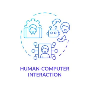 Thin line gradient human computer interaction icon concept Stock Illustration