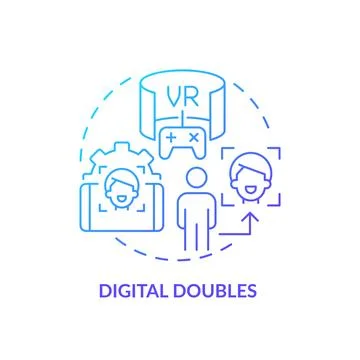 Thin line gradient icon digital doubles concept Stock Illustration