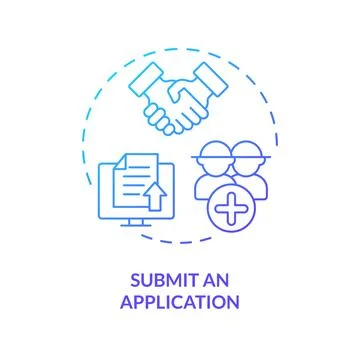 Thin line gradient submit an application icon concept Stock Illustration