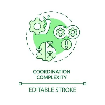 Thin line green coordination complexity icon concept Illustrazione stock