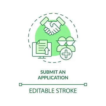 Thin line green submit an application icon concept Stock Illustration