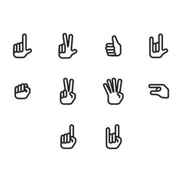 Thin line hand icon set Stock Illustration