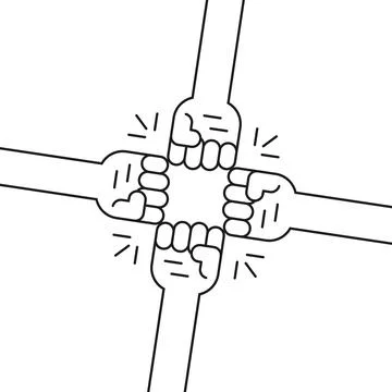 Thin line hands making fist bump gesture Stock Illustration