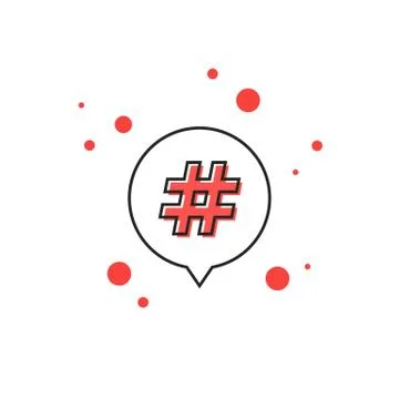 Thin line hashtag icon in outline bubble Illustrazione stock