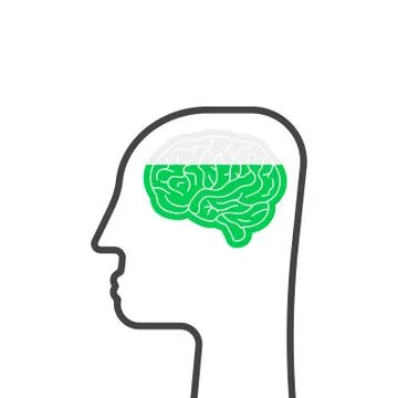 Thin line head with brain like education Stock Illustration