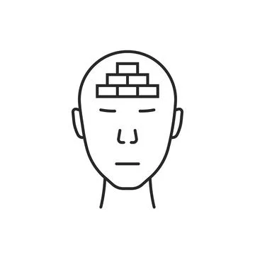 Thin line head with mental block Stock Illustration