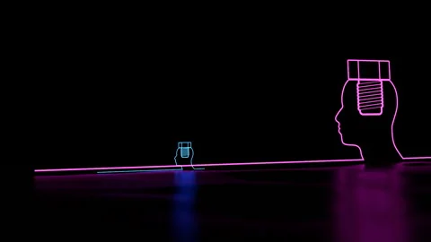 Thin line human head with screw Vídeo Stock 163974300