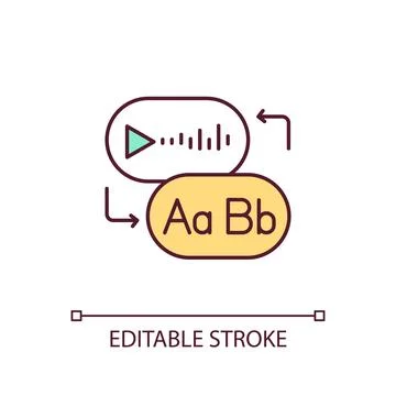 Thin line icon with assistive technology in AI concept Stock Illustration