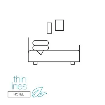 Thin line icon. Icon on a hotel theme. Bed Stock Illustration