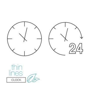 Thin line icon. Icons on the theme of time. Wall Clock Stock Illustration