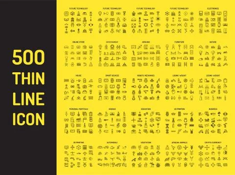 Thin line icon. Linear symbols. Outline web pictogram. Line art. Web design icon Stock Illustration