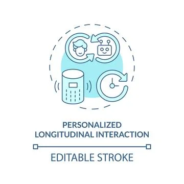 Thin line icon personalized longitudinal interaction concept Stock Illustration