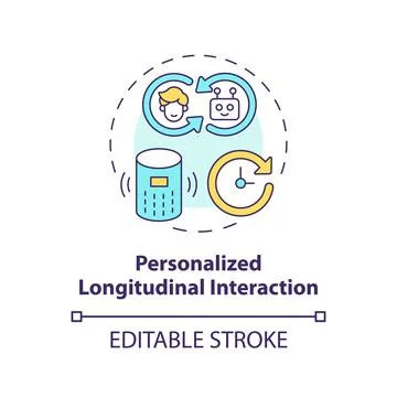Thin line icon personalized longitudinal interaction concept Stock Illustration