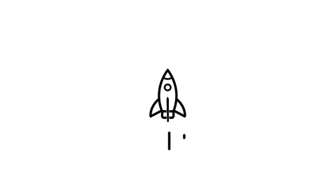 Thin line icon of a rocket launching with smoke trail on a animation white .. Stock Footage 321855094