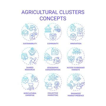 Thin line icon set representing agricultural clusters イラスト素材