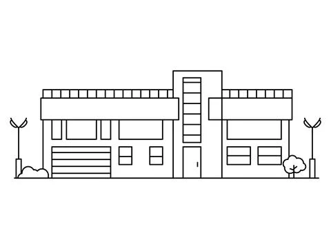 Thin line icon suburban house. Country house. Stock Illustration