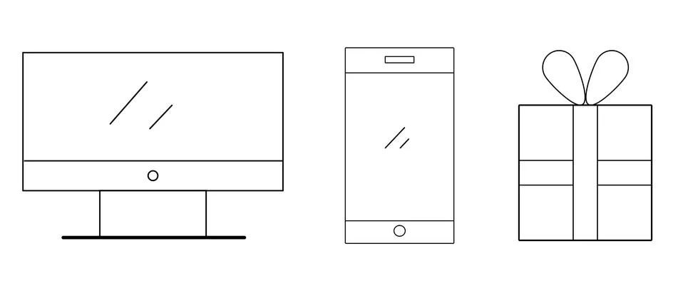 Thin line icon tech set. Black and white vector illustration. Logo, elements. Stock Illustration