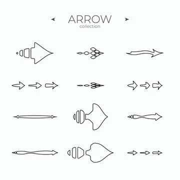 Thin Line Icons. Arrow vector icon set. Thin line style. For Apps. Editable 스톡 일러스트